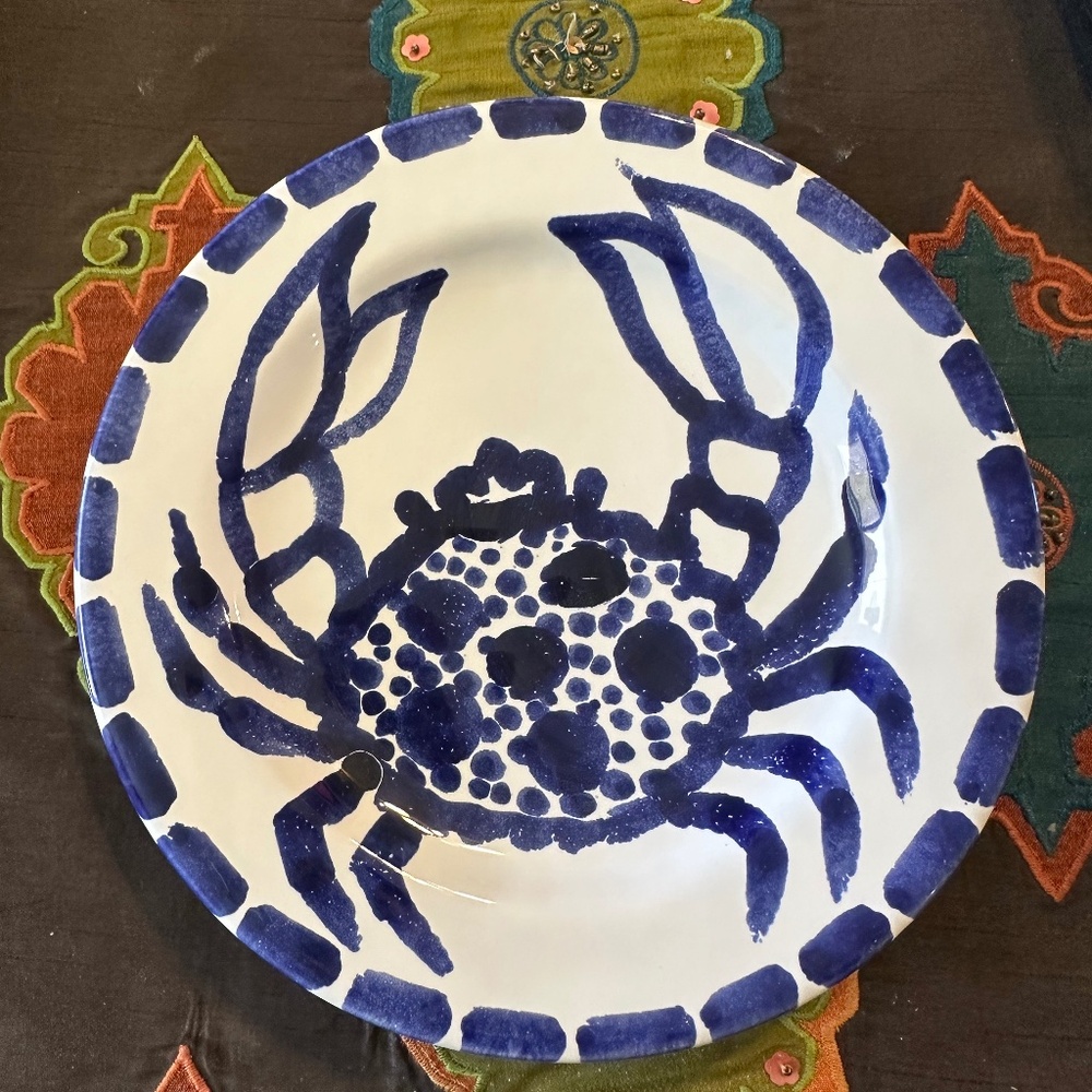 Vietri hand painted crab salad plate